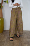Mustard with red floral printed cotton palazzo