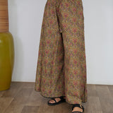 Mustard with red floral printed cotton palazzo