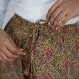 Mustard with red floral printed cotton palazzo