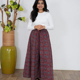 Maroon printed cotton palazzo