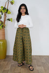 Mustard with green printed cotton palazzo