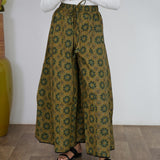 Mustard with green printed cotton palazzo