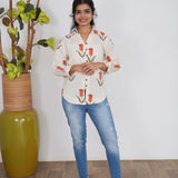 Tangerine tulip cotton shirt