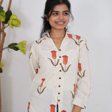 Tangerine tulip cotton shirt