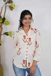 Tangerine tulip cotton shirt