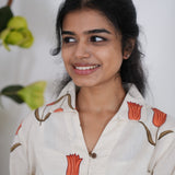 Tangerine tulip cotton shirt