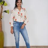 Tangerine tulip cotton shirt