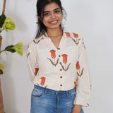 Tangerine tulip cotton shirt
