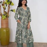 Bottle green floral viscose co-ord set