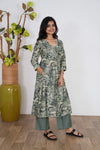 Bottle green floral viscose co-ord set