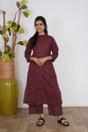 Maroon geometric cotton co-ord set