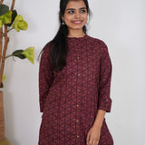 Maroon geometric cotton co-ord set