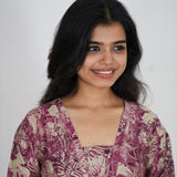 Magenta floral viscose co-ord set