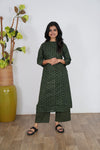 Bottle green geometric cotton co-ord set