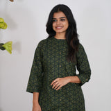 Bottle green geometric cotton co-ord set