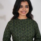 Bottle green geometric cotton co-ord set