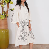 White and black cotton shirt dress