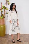 White and black cotton shirt dress