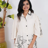 White and black cotton shirt dress