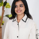 White and black cotton shirt dress