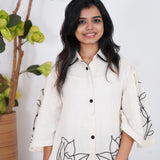 White and black cotton shirt dress