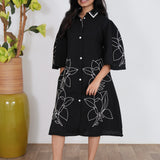 Black and white cotton shirt dress