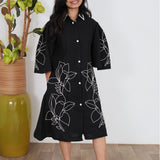 Black and white cotton shirt dress