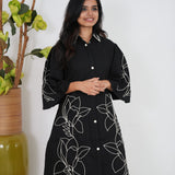 Black and white cotton shirt dress