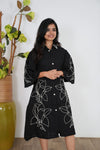Black and white cotton shirt dress