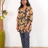 Navy carnation cotton comfies