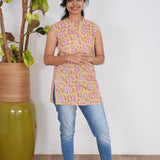 Marigold cotton short kurti (attached sleeves)