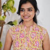 Marigold cotton short kurti (attached sleeves)