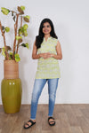 Pista green cotton short kurti (attached sleeves)
