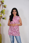 Baby flower cotton short kurti (attached sleeves)