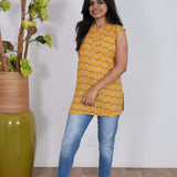 Sunflower cotton short kurti (attached sleeves)