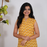 Sunflower cotton short kurti (attached sleeves)
