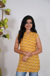 Sunflower cotton short kurti (attached sleeves)