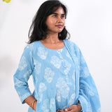 Powder blue button down cotton suit set