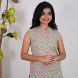 Thyme cotton short kurti (attached sleeves)