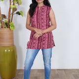 Dusty rose cotton short kurti (attached sleeves)