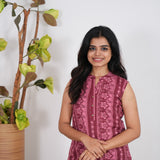 Dusty rose cotton short kurti (attached sleeves)