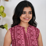 Dusty rose cotton short kurti (attached sleeves)