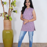Lavender cotton short kurti (attached sleeves)