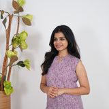 Lavender cotton short kurti (attached sleeves)