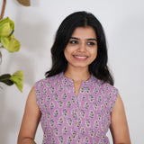 Lavender cotton short kurti (attached sleeves)