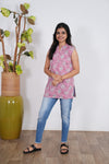 Powder pink cotton short kurti (attached sleeves)