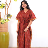 Rust orange geometric cotton kaftan