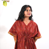Rust orange geometric cotton kaftan