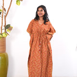 Brick red paisley cotton kaftan