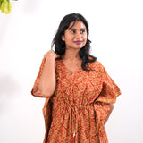 Brick red paisley cotton kaftan